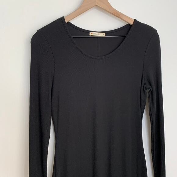 Marine Layer Lexi Rib Long Sleeve Midi Dress Black Womens Medium - Picture 7 of 13
